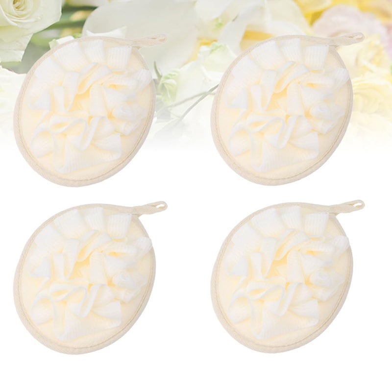 Beige Bath Puff Sponge Set of 4 for Men and Women Portable Shower Sponges for Daily Use - Image 5