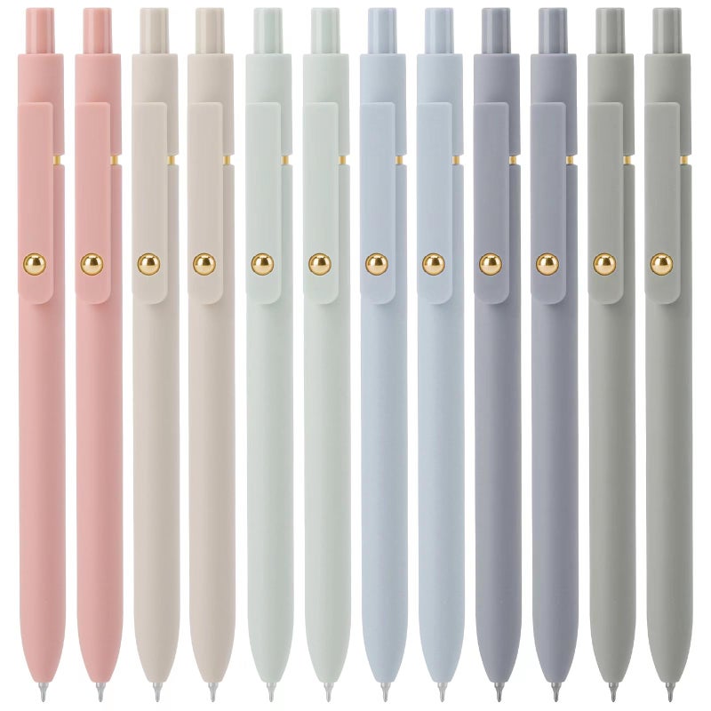 Ddaowanx Gel Pens, 12 Pcs 0.5mm Quick Dry Black Ink Pens Fine Point Smooth Writing Pens, Cute Office School Supplies Gifts for Women (12 Pcs Morandi-Black Ink) - Image 1