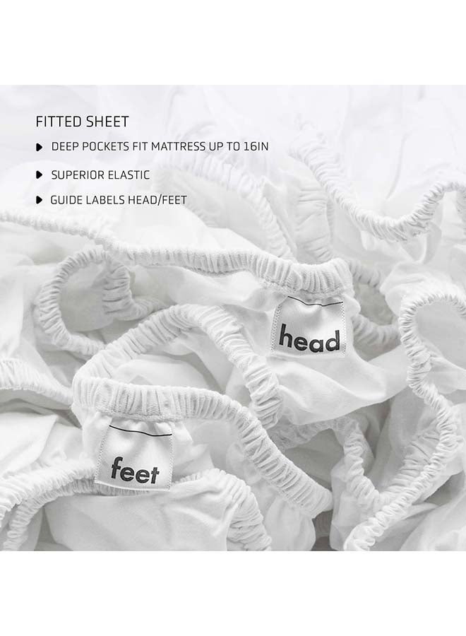 RocketLinen White Cotton Fitted Sheet – Hotel Style Luxury, 400 Thread Count (Tested), Soft Sateen Weave - Fitted Sheet 140x200cm size, 1Pc (Double) - Image 2