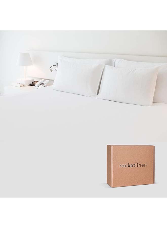 RocketLinen White Cotton Fitted Sheet – Hotel Style Luxury, 400 Thread Count (Tested), Soft Sateen Weave - Fitted Sheet 140x200cm size, 1Pc (Double) - Image 1