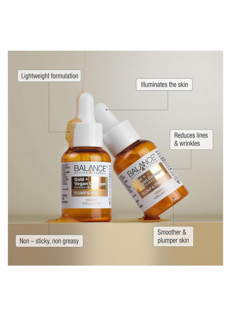 Balance Active Formula - Gold+Vegan Collagen Firming Serum,Luxurious Glow with Gold, Youthful Skin Tightening, Lightweight and Non-Greasy,30ml - Image 1