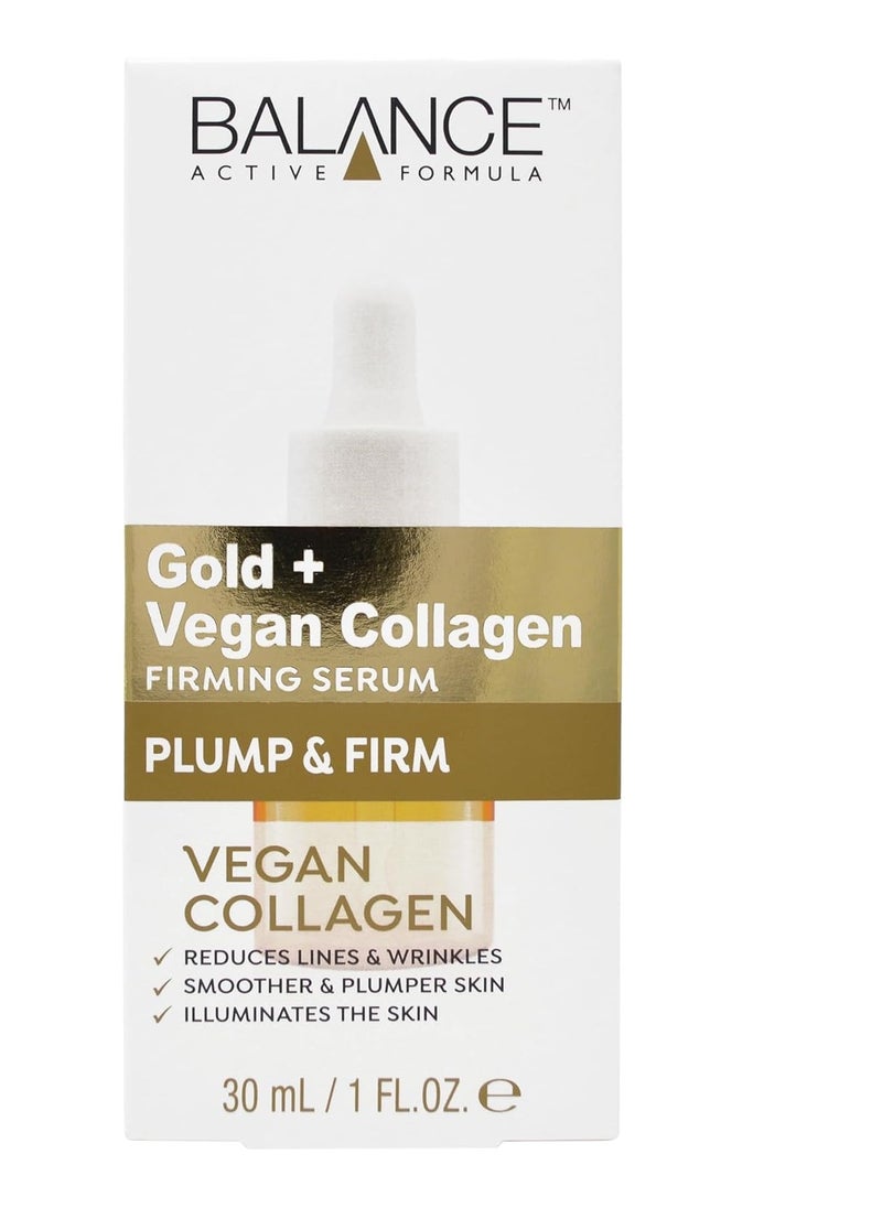 Balance Active Formula - Gold+Vegan Collagen Firming Serum,Luxurious Glow with Gold, Youthful Skin Tightening, Lightweight and Non-Greasy,30ml - Image 1