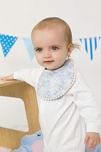 GZMM Baby Bib for Girls,Reversible Waterproof Handmade Natural Cotton Baby Drool Bib 0-12 Months 3 Pack - Image 2