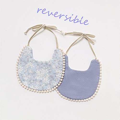 GZMM Baby Bib for Girls,Reversible Waterproof Handmade Natural Cotton Baby Drool Bib 0-12 Months 3 Pack - Image 5