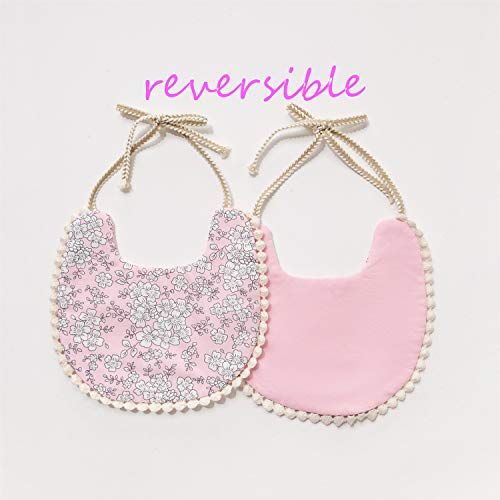 GZMM Baby Bib for Girls,Reversible Waterproof Handmade Natural Cotton Baby Drool Bib 0-12 Months 3 Pack - Image 4