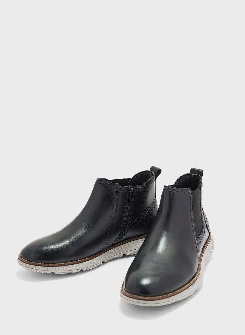 Robert Wood Genuine Leather Casual Pull On Boots