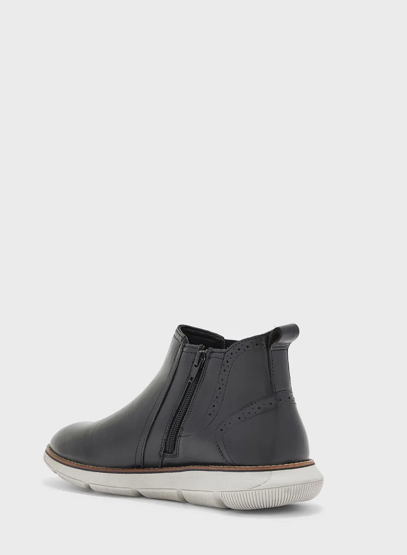 Robert Wood Genuine Leather Casual Pull On Boots