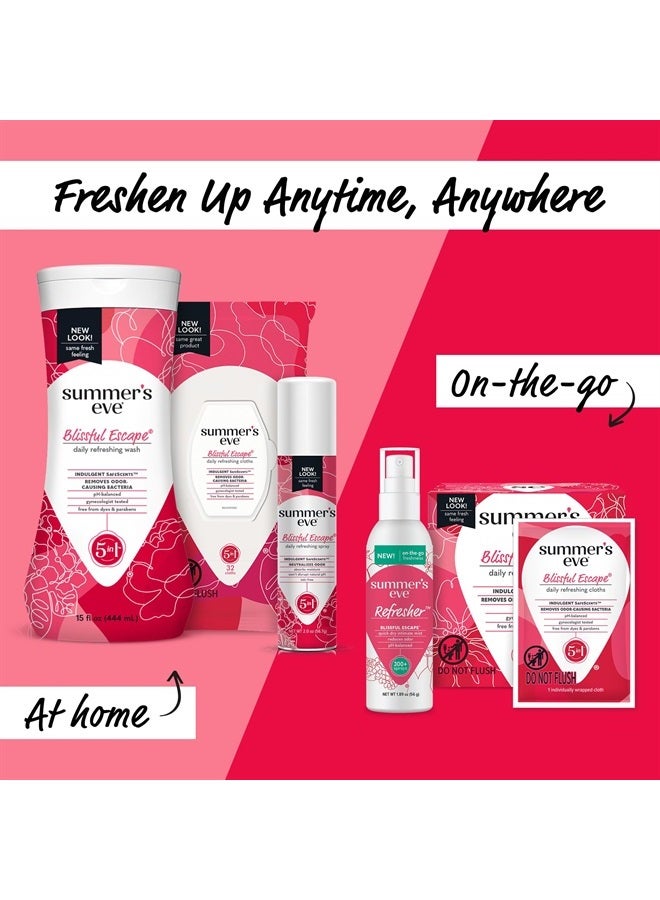 Summer's Eve Blissful Escape Daily Refreshing Feminine Wipes, Removes Odor, pH balanced, 32 Count - Image 5