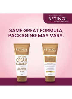 RETINOL Cream Cleanser Antiaging 5Oz Daily Deep Cleansing Facial Wash Improves Skin Texture Moisturizes And Exfoliates For Softer Face Renewing Vitamin A Minimizes Wrinkles And Fine Lines  - Image 2