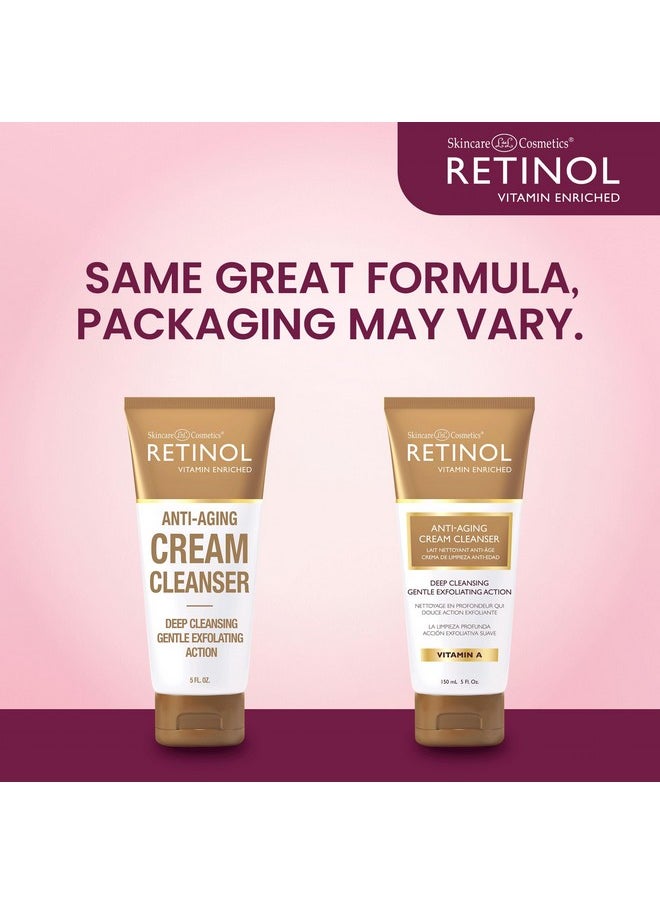 RETINOL - Cream Cleanser Antiaging 5Oz Daily Deep Cleansing Facial Wash Improves Skin Texture Moisturizes And Exfoliates For Softer Face Renewing Vitamin A Minimizes Wrinkles And Fine Lines - Image 1