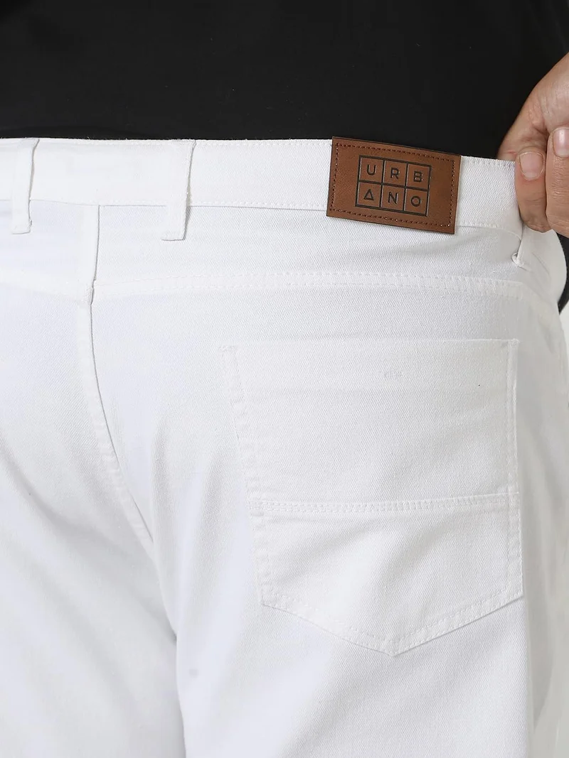 Urbano Fashion  Urbano Plus Men's White Regular Fit Washed Jeans Stretchable  | Best Price UAE