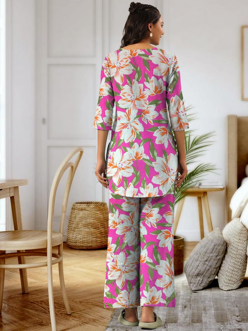 Tee Projekt Co Ord Set for Women Stylish | Kurta Set for Women Pink - Image 3