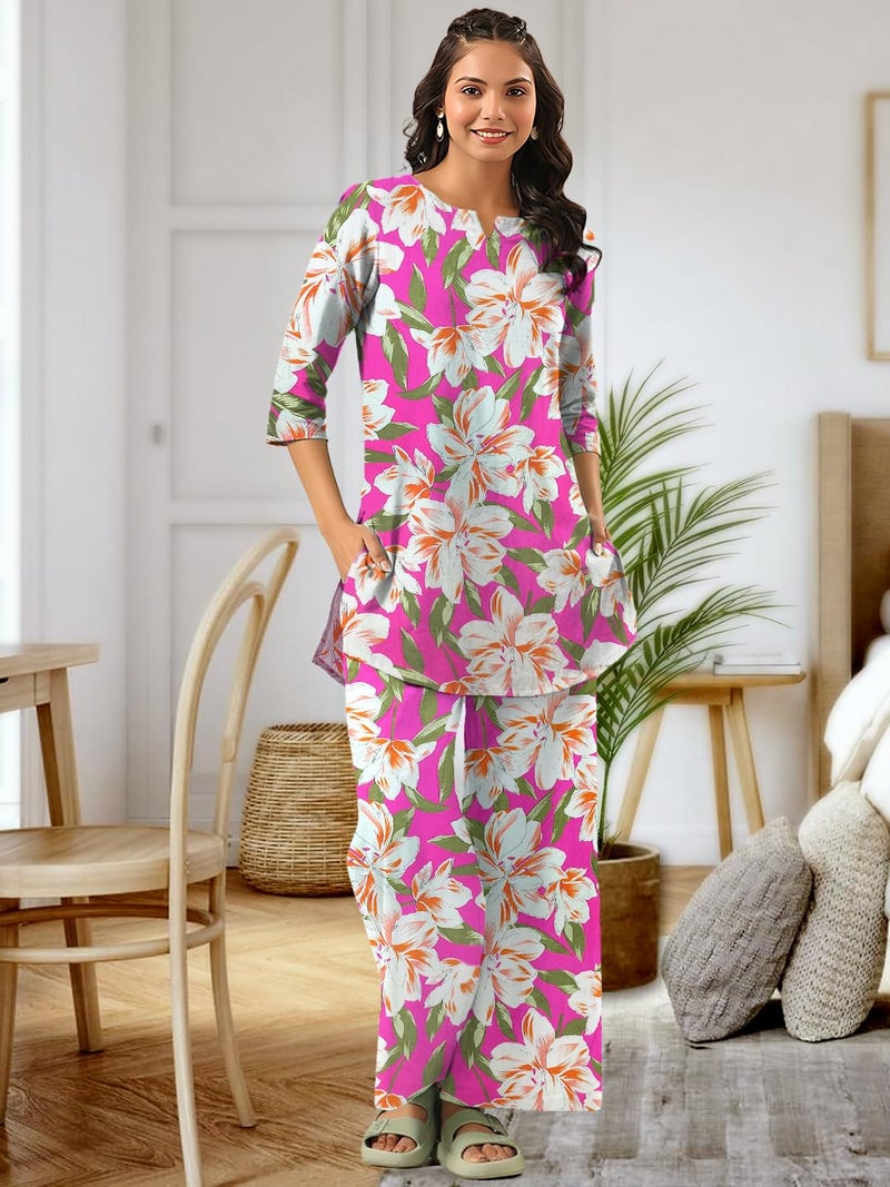 Tee Projekt Co Ord Set for Women Stylish | Kurta Set for Women Pink - Image 2