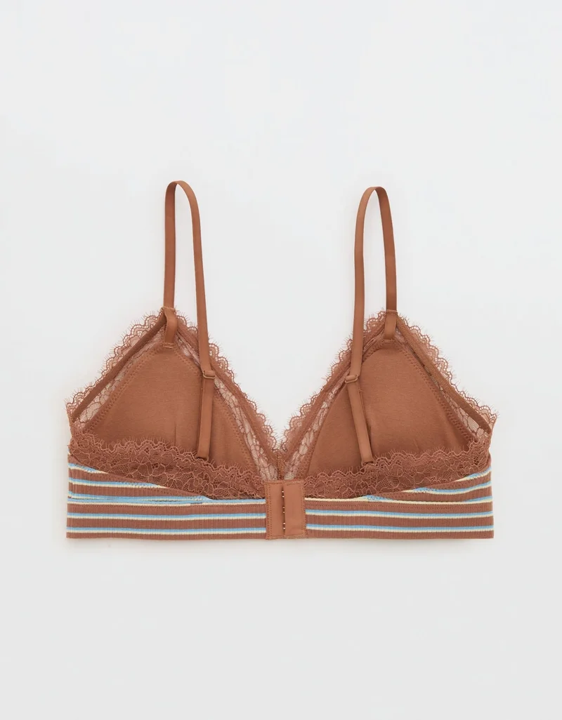 Aerie  Aerie Superchill Cotton Rib Lace Trim Triangle Bralette for Women | Best Price UAE