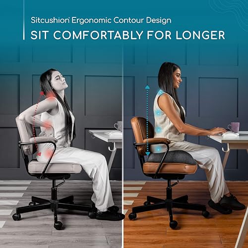 SitCushion Ergonomic Seat Cushion for Sciatica Tailbone Pain Relief Extra Large Memory Foam Office Chair Cushion for Long Sitting Orthopedic Coccyx Cushion for Desk Chair Car WheelchairBlack - Image 3