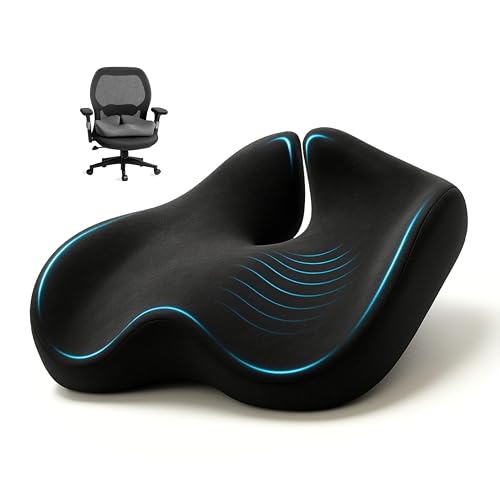 SitCushion Ergonomic Seat Cushion for Sciatica Tailbone Pain Relief Extra Large Memory Foam Office Chair Cushion for Long Sitting Orthopedic Coccyx Cushion for Desk Chair Car WheelchairBlack - Image 1