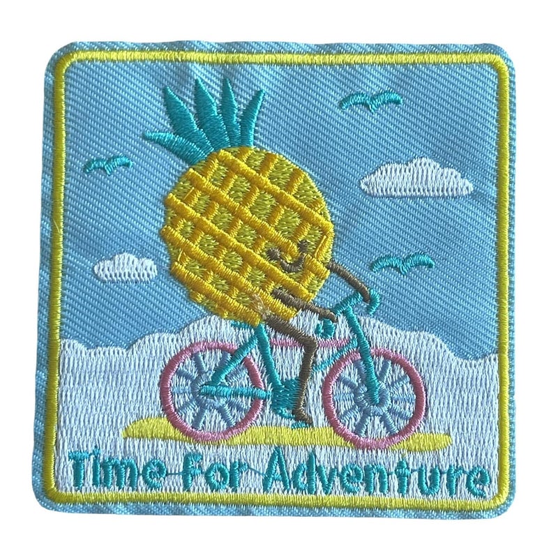 Daily Crafts Daily Crafts Random Embroidered Patches Bright Vivid Colors Sew OnIron On Patch Applique for Clothes Dress Hat Jeans DIY Accessories Pineapple On Bicycle Time for Adventure Patch - Image 4