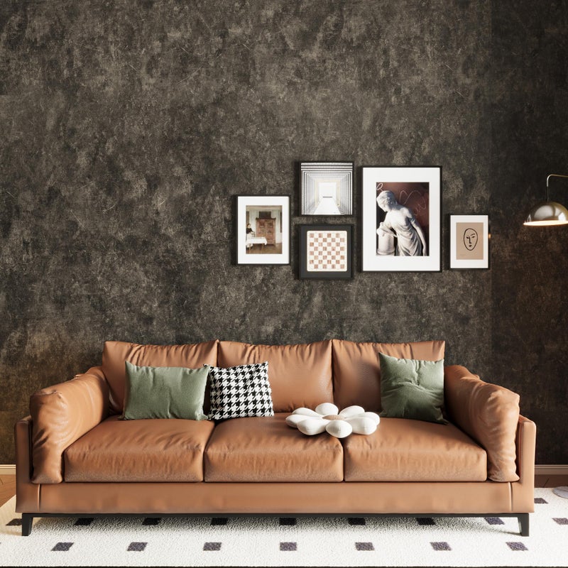3yecao 31"Ã—157" Big Roll Wide Thick Dark Brown Tan Grey Concrete Wallpaper Peel Stick Vinyl Adhesive Waterproof Glossy Taupe Charcoal Gray Concrete Cement Contact Paper for Living Room Bedroom Walls - Image 5