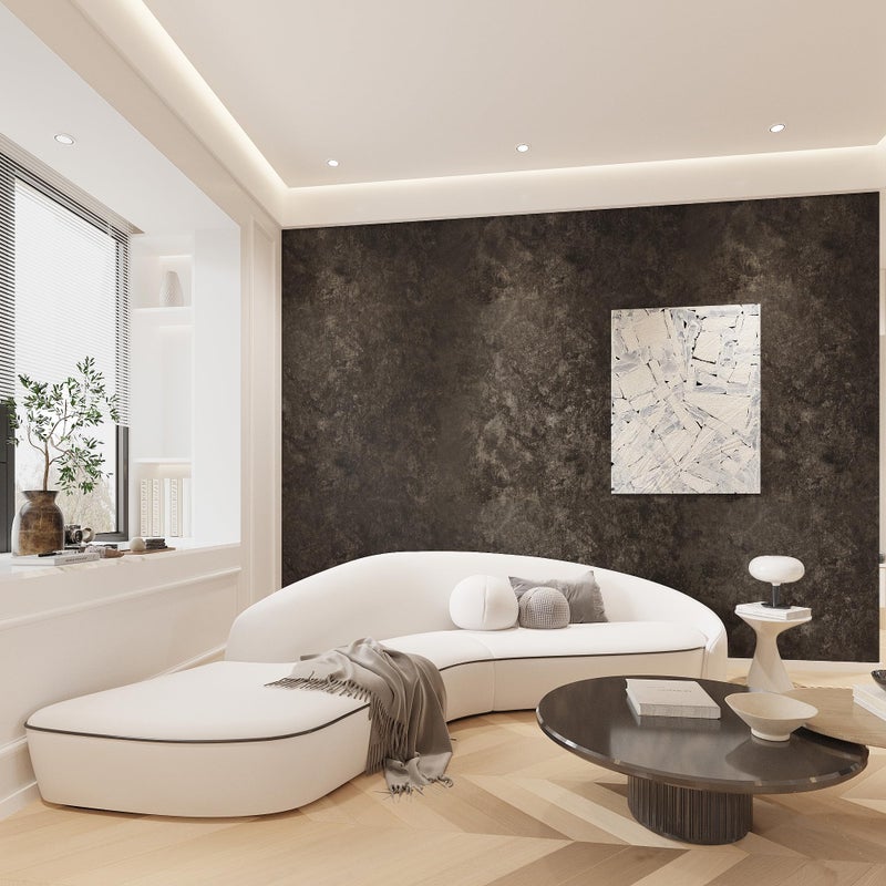 3yecao 31"Ã—157" Big Roll Wide Thick Dark Brown Tan Grey Concrete Wallpaper Peel Stick Vinyl Adhesive Waterproof Glossy Taupe Charcoal Gray Concrete Cement Contact Paper for Living Room Bedroom Walls - Image 2