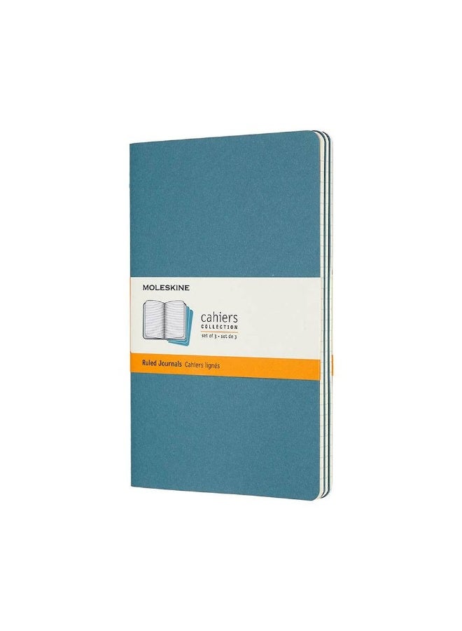 MOLESKINE Cahier Journal Large Size Ruled Pages Brisk Blue Cover 64 Pages - Image 1