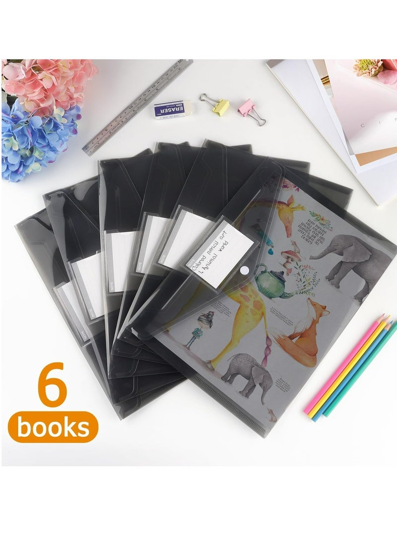 Generic - 6 Pack Plastic Envelopes Poly Envelopes, Clear Document Folders Plastic File Folders for Home Work Office Organization, Letter Size/A4 Size(Dark Grey) - Image 1