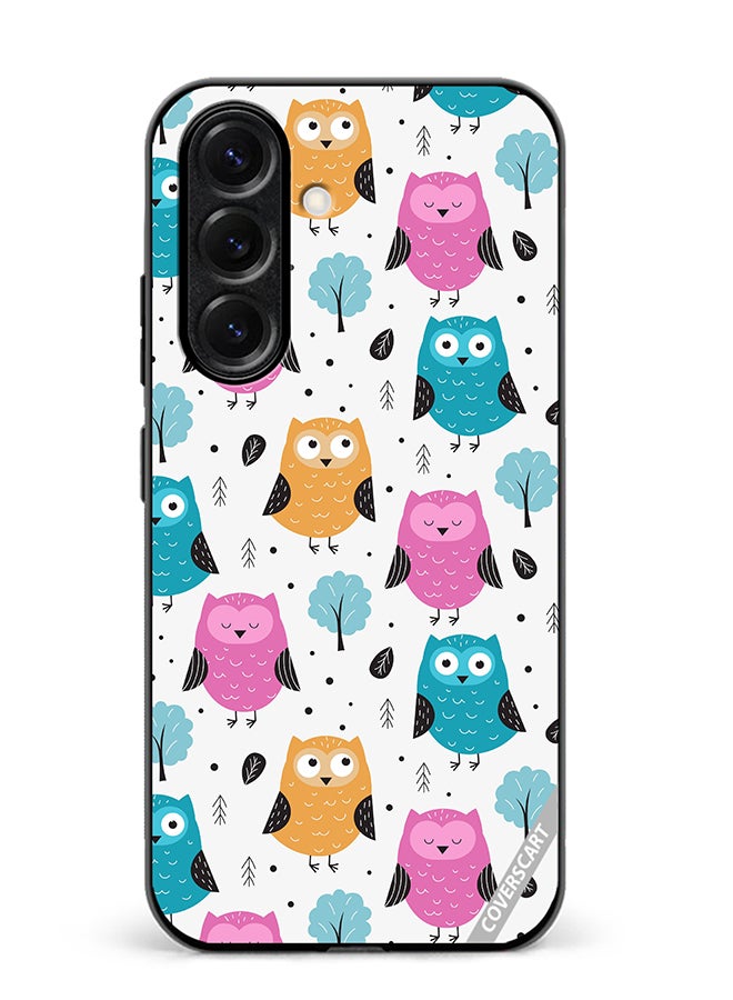 VR CREATIVE Protective Case Cover For Samsung Galaxy S25 Plus Owls Seamless Pattern Design Multicolour