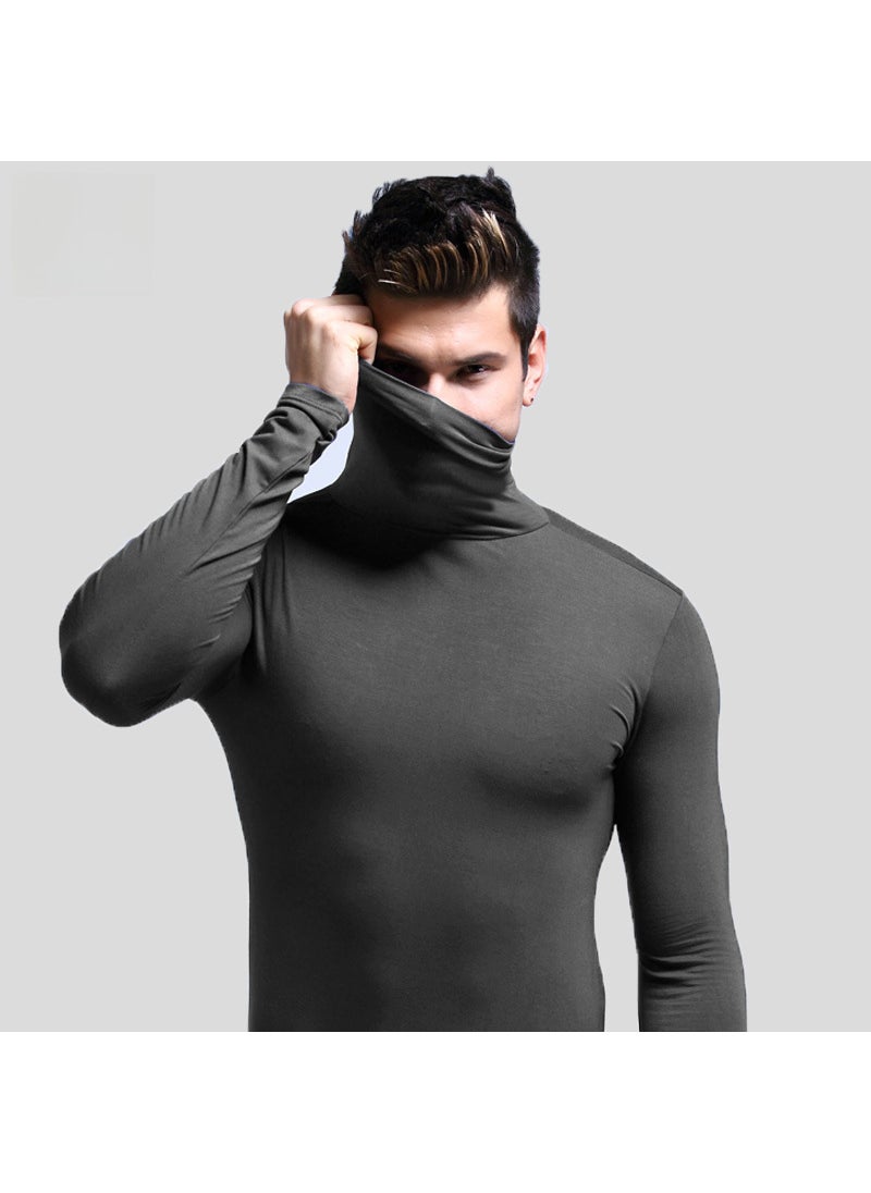 Generic - Mens Slim Fit Turtleneck Thermal Top Comfortable Thin Base Layer Black - Image 1