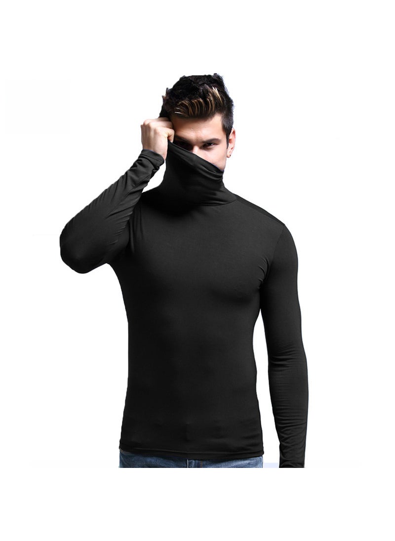 Generic - Mens Slim Fit Turtleneck Thermal Top Comfortable Thin Base Layer Black - Image 1
