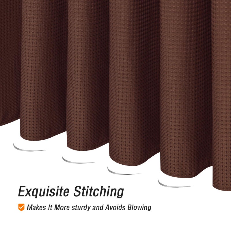 Gibelle Long Shower Curtain 72 x 78  Tall Waffle Weave Textured Fabric Shower Curtain for Bathroom  Water Repellent  Machine Washable  Brown - Image 5