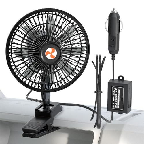 XGGYA 12 Volt Oscillating Fan, Portable Car Fan Wide-Bound Cooling Ventilation, Car DC Clip Fan, Truck, RV, Automotive 12v Fan - Image 2