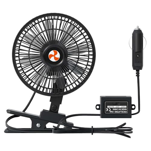 XGGYA 12 Volt Oscillating Fan, Portable Car Fan Wide-Bound Cooling Ventilation, Car DC Clip Fan, Truck, RV, Automotive 12v Fan - Image 1