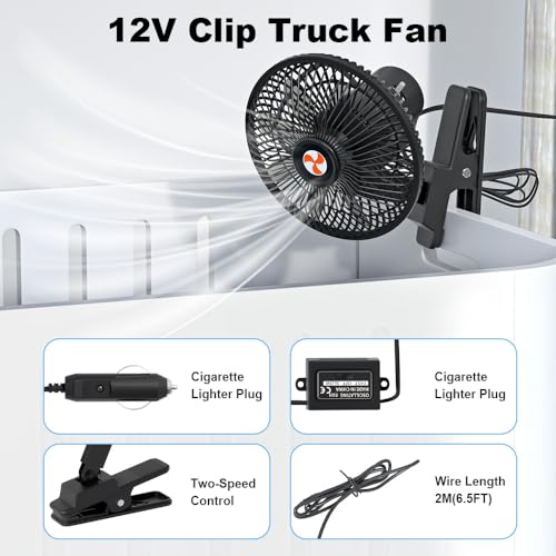 XGGYA 12 Volt Oscillating Fan, Portable Car Fan Wide-Bound Cooling Ventilation, Car DC Clip Fan, Truck, RV, Automotive 12v Fan - Image 4