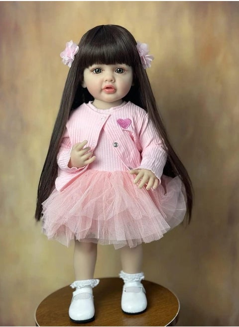 22 inch 55cm Reborn Baby Doll Soft Full body Silicone vinyl Doll Newborn real like Baby Doll Girl Toy - Stand Pink