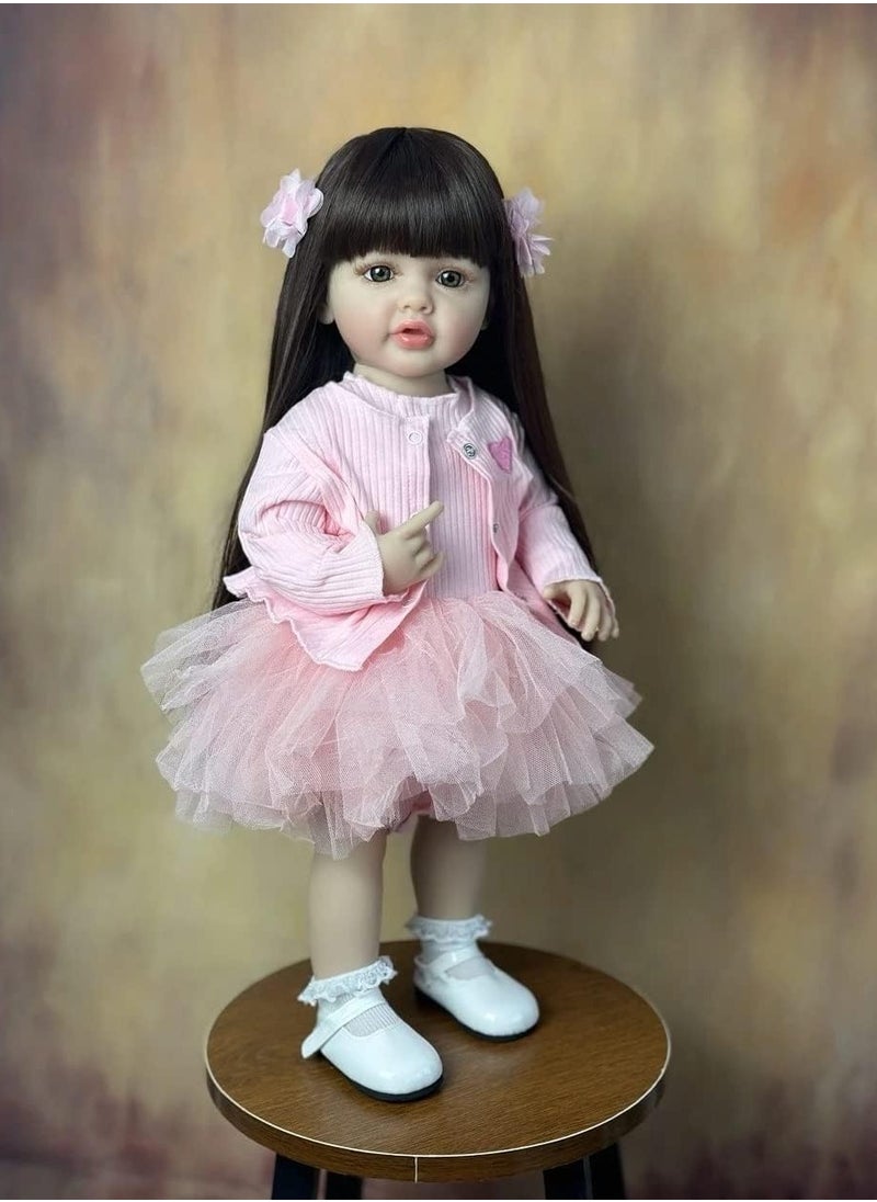 Nano Classic 22 inch 55cm Reborn Baby Doll Soft Full body Silicone vinyl Doll Newborn real like Baby Doll Girl Toy - Stand Pink  - Image 2