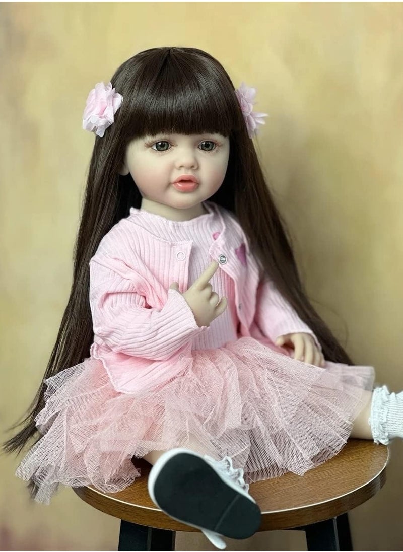 Nano Classic 22 inch 55cm Reborn Baby Doll Soft Full body Silicone vinyl Doll Newborn real like Baby Doll Girl Toy - Stand Pink  - Image 4