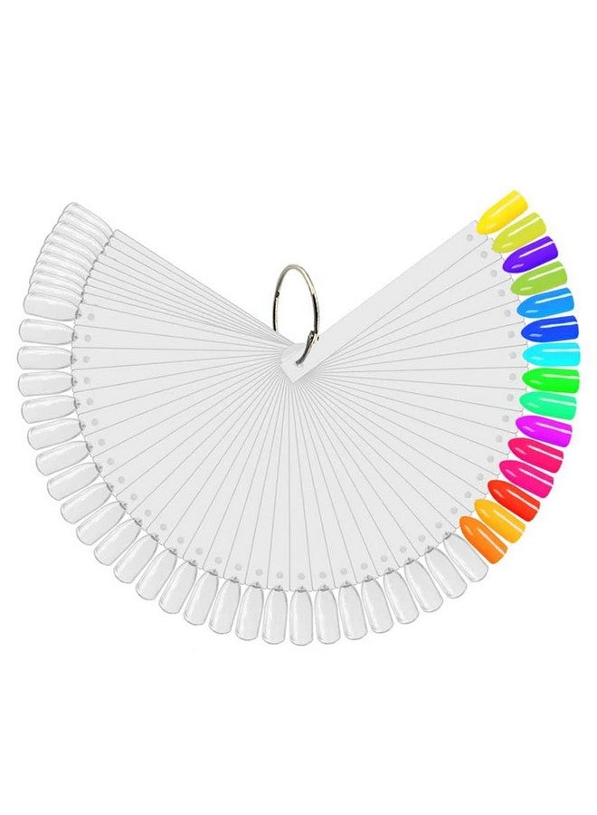 JASSINS JASSINS 100 Pcs Clear Fan-shaped False Nail Swatch Sticks Nail Polish Practice Display Art Tips Nail Sample Sticks With Metal Split Ring - Image 2