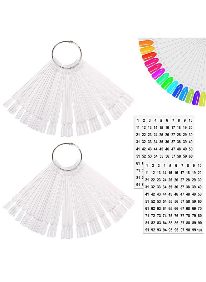 JASSINS JASSINS 100 Pcs Clear Fan-shaped False Nail Swatch Sticks Nail Polish Practice Display Art Tips Nail Sample Sticks With Metal Split Ring - Image 1