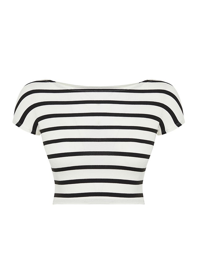trendyol - White*001 Crew Neck Moon Sleeve Crop Knitted Blouse TWOSS24BZ00446 - Image 1