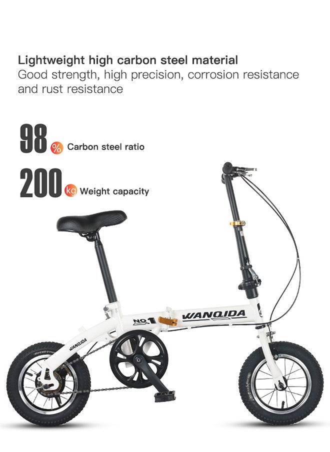 Sharpdo - 12 Inch Lightweight Folding Mountain Bike for Teenagers， Height Adjustable High Carbon Steel Frame Dual Disc Brakes Folding Bicycle for Adults Youth Men Women - Image 1