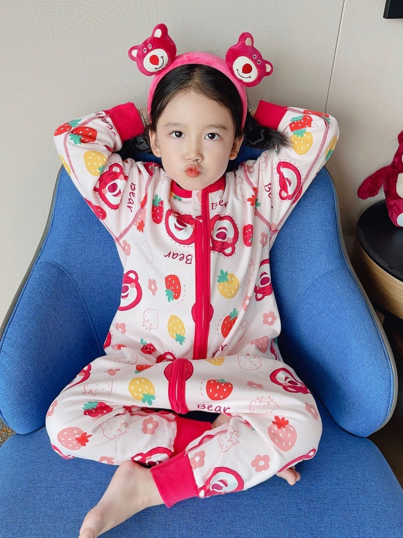 24 Four Seasons Pure Cotton Boneless Long-Sleeved Sleeping Bag Anti-Kick Crawling Clothes Home Clothes For Children - Image 4