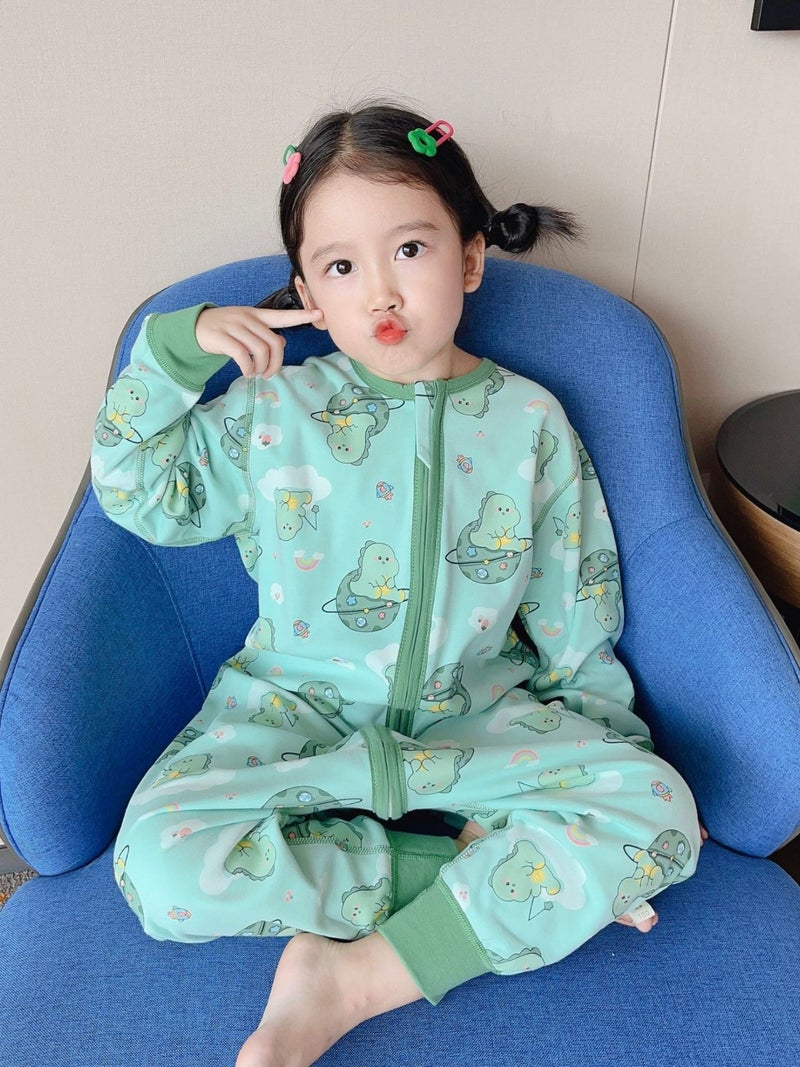 24 Four Seasons Pure Cotton Boneless Long-Sleeved Sleeping Bag Anti-Kick Crawling Clothes Home Clothes For Children - Image 3