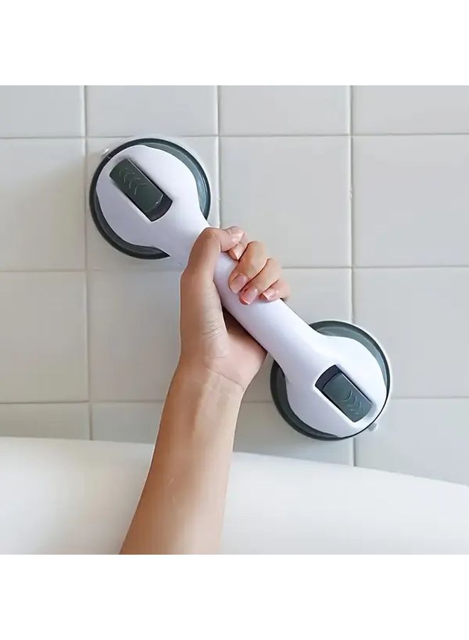 White Shower Safety Grab Bars Set of 2 No Drilling Required Anti Slip Support - Image 1