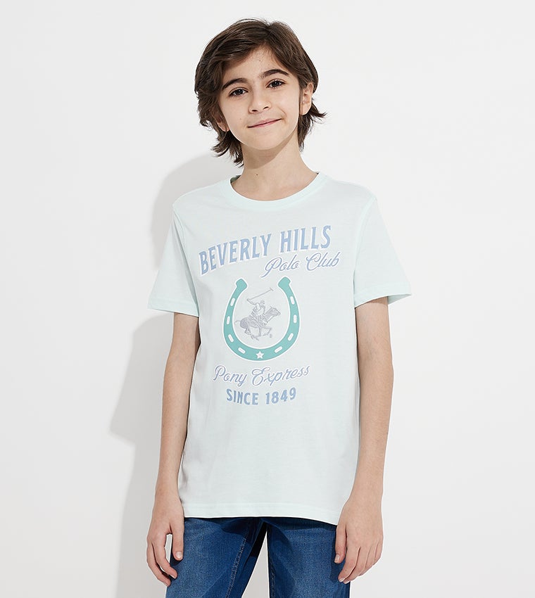 BEVERLY HILLS POLO CLUB Logo Printed Short Sleeves Casual T-Shirt