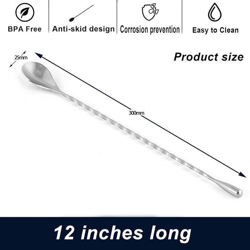 JOYONE Measuring Jigger & Mixing Spoon Set, Cocktail Jigger for Bartending,Bell Jigger with 1oz and 2oz Measuring Marks, Cocktail Measuring Jigger with Cocktail Spoon,Cocktail Mixing Spoon,bar Mixing Spoon - Image 4