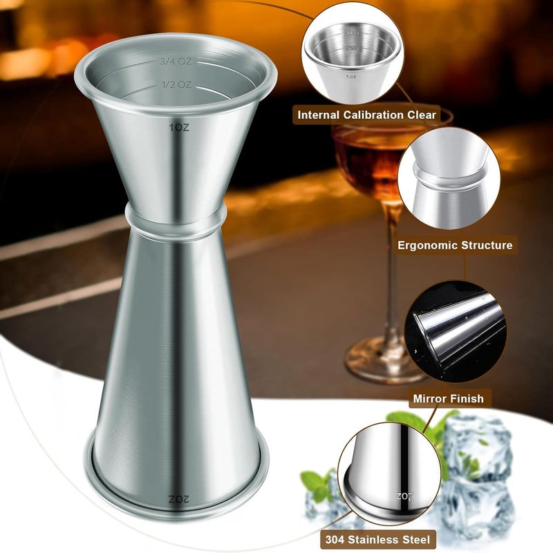 JOYONE Measuring Jigger & Mixing Spoon Set, Cocktail Jigger for Bartending,Bell Jigger with 1oz and 2oz Measuring Marks, Cocktail Measuring Jigger with Cocktail Spoon,Cocktail Mixing Spoon,bar Mixing Spoon - Image 3