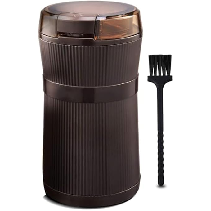 SYOSI Coffee Grinder Washable Bowl Grinder With Stainless Steel Blade Safe And Durable For Seed Bean Nut Herb Pepper Grain Coffee Bean Nuts Coffee Lid Activated Safety Switch Brown - Image 1