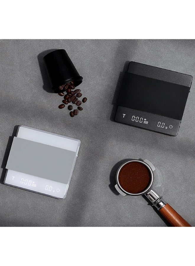 ام اتش دابيلو - ثري بومبار ميزان قهوة صغير MHW-3BOMBER مع توقيت تلقائي، ميزان إلكتروني للإسبريسو، ميزان قهوة قابل للشحن عبر منفذ Type-C، وظيفة الطرد (Tare)، وحدات قياس جرام/أوقية، شاشة LED، ميزان رقمي للقهوة والمطبخ، اللون الأبيض ES6034W-OS - Image 4