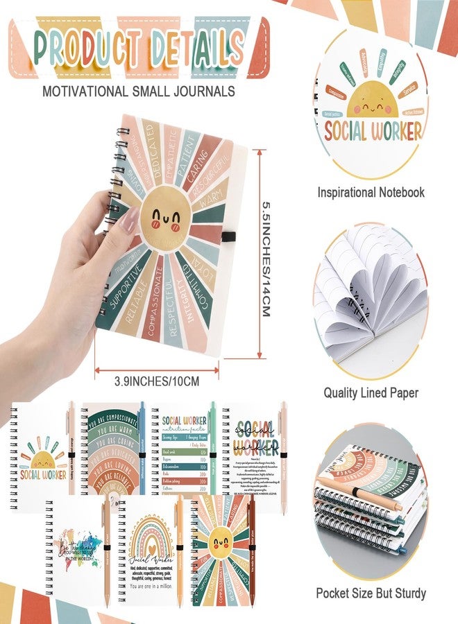 Yexiya 14 Sets Social Worker Month Appreciation Gifts Bulk Inspirational Spiral Notebooks and Ballpoint Pens Thank You Gifts for Office Doctor Nurse Teachers Volunteers School Social Worker - Image 2