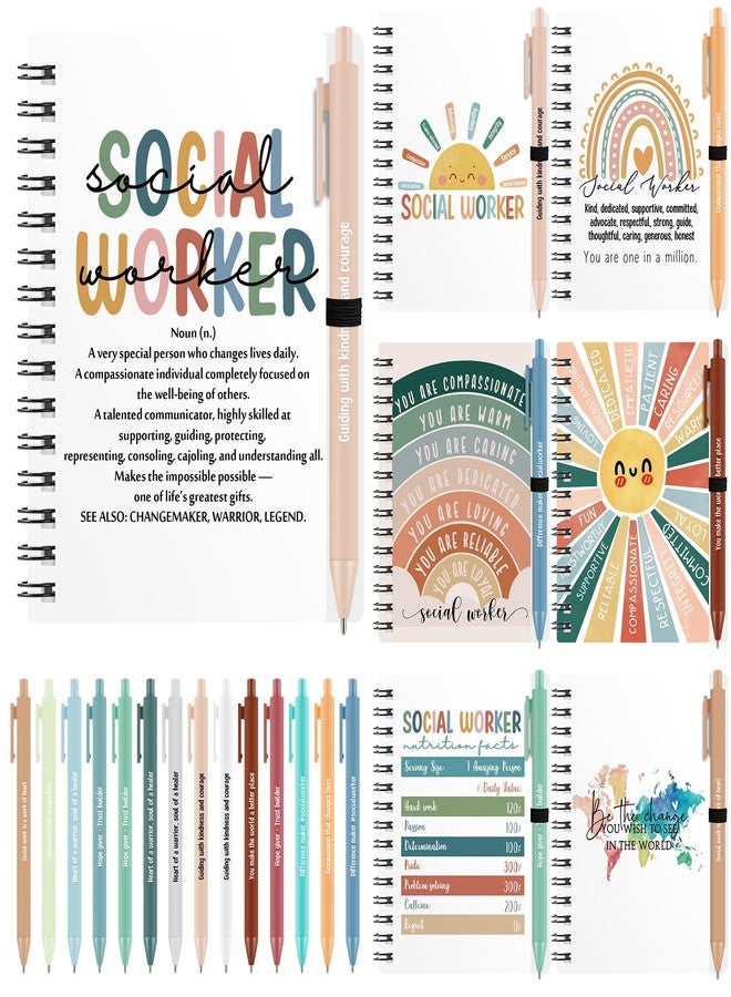 Yexiya 14 Sets Social Worker Month Appreciation Gifts Bulk Inspirational Spiral Notebooks and Ballpoint Pens Thank You Gifts for Office Doctor Nurse Teachers Volunteers School Social Worker - Image 1