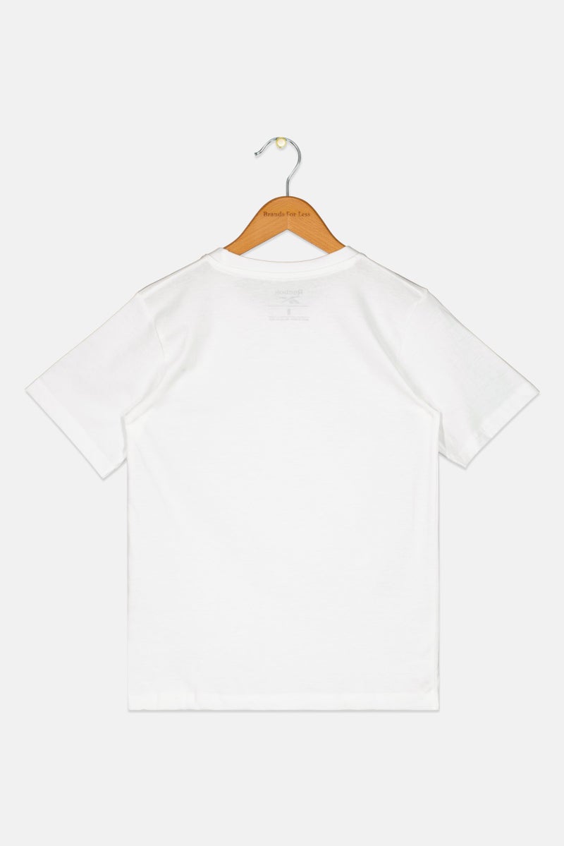 Reebok تي شيرت قصير الأكمام للأطفال الأولاد بشعار العلامة التجارية، أبيض - Image 2